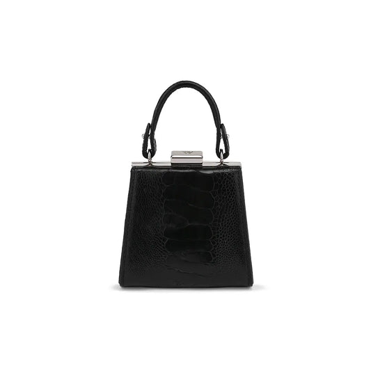 Black Vegas Ostrich Leg Leather Micro Bag Bellabags Bellabags