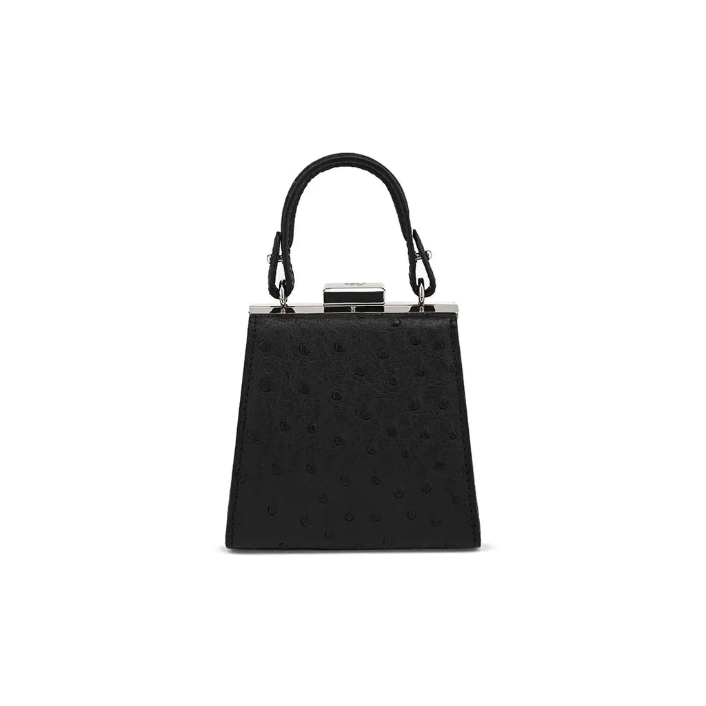 Black Vegas Ostrich Quill Leather Micro Bag Bellabags Bellabags