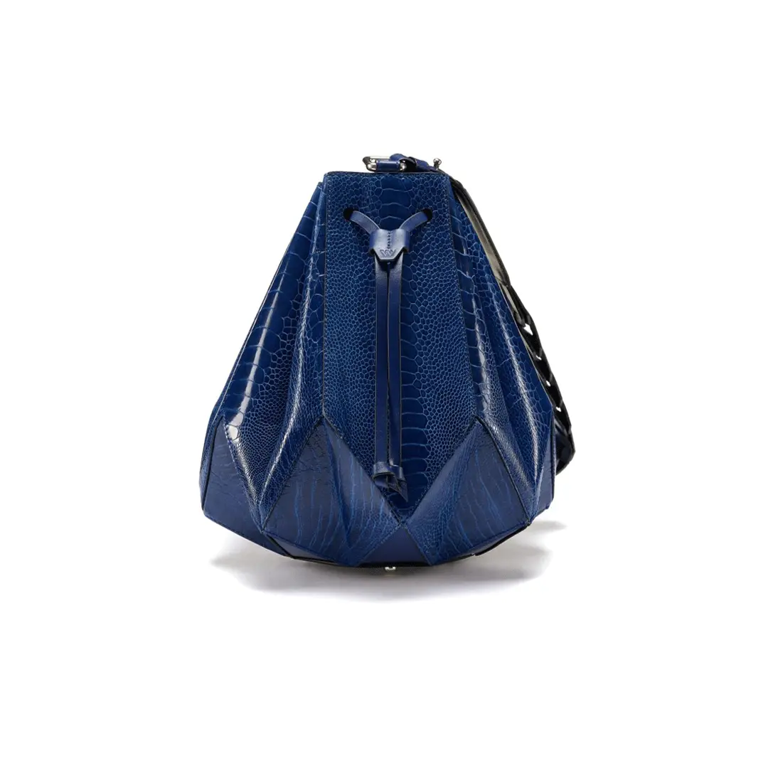 Blue Venus Ostrich Leather Bucket Bag Bellabags Bellabags