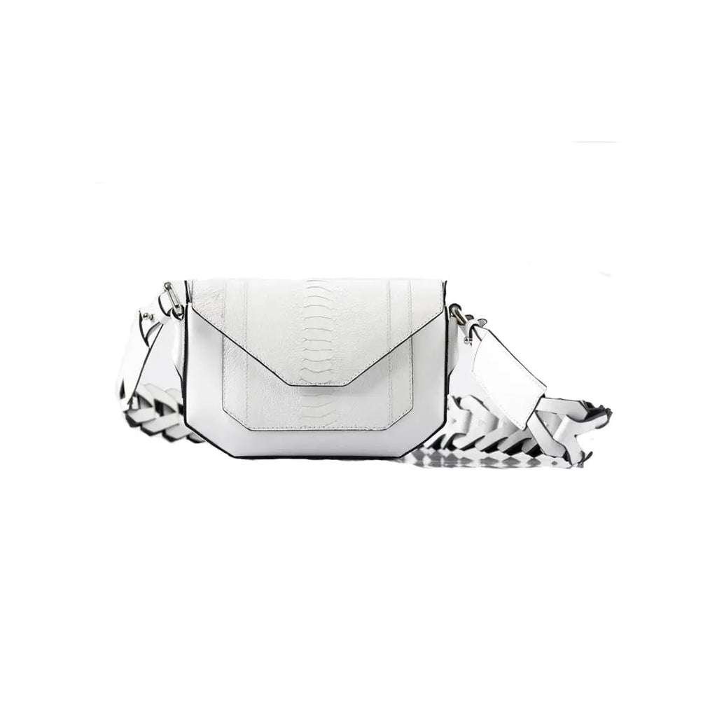 White Lee Ostrich Leather Shoulder Bag Bellabags Bellabags