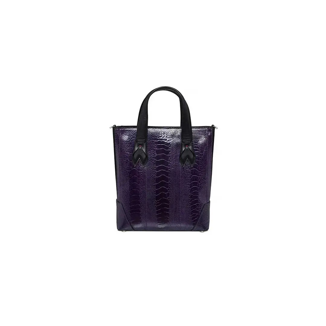 Purple Lola Ostrich Leather Top Handle Bag Bellabags Bellabags